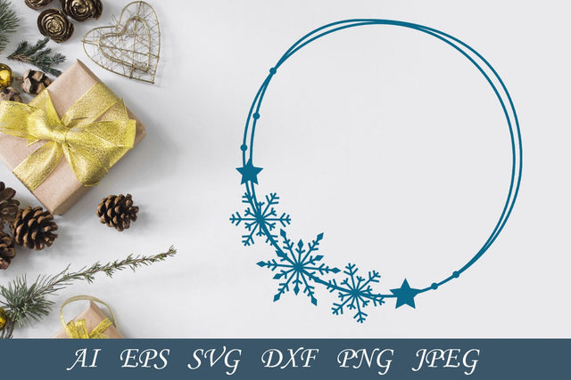 Winter wreath with snowflake svg, Christmas round monogram, Holiday decoration SVG AnastasiyaArtDesign 