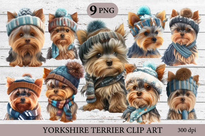 Winter Yorkshire Terrier Clipart PNG. Dog Sublimation PNG Sublimation Olga Terlyanskaya 