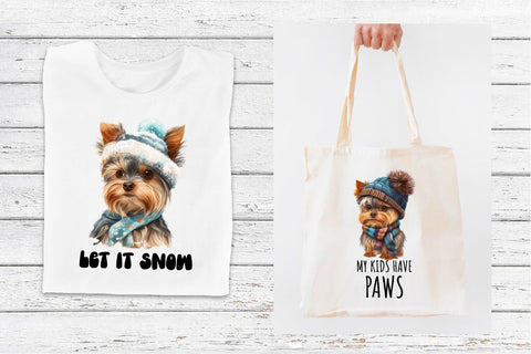 Winter Yorkshire Terrier PNG Bundle. Cute Winter Dog Quotes Sublimation Olga Terlyanskaya 