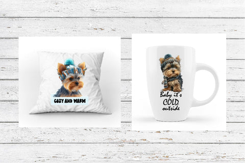 Winter Yorkshire Terrier PNG Bundle. Cute Winter Dog Quotes Sublimation Olga Terlyanskaya 