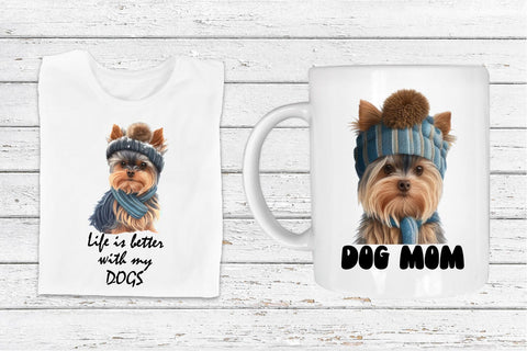 Winter Yorkshire Terrier PNG Bundle. Cute Winter Dog Quotes Sublimation Olga Terlyanskaya 
