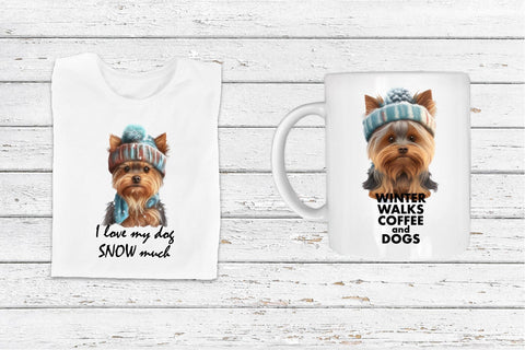 Winter Yorkshire Terrier PNG Bundle. Cute Winter Dog Quotes Sublimation Olga Terlyanskaya 