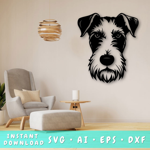 Wire Fox Terrier Laser SVG Cut File, Wire Fox Terrier Glowforge File, Wire Fox Terrier DXF, Wire Fox Terrier Wall Art SVG SVG HappyDesignStudio 