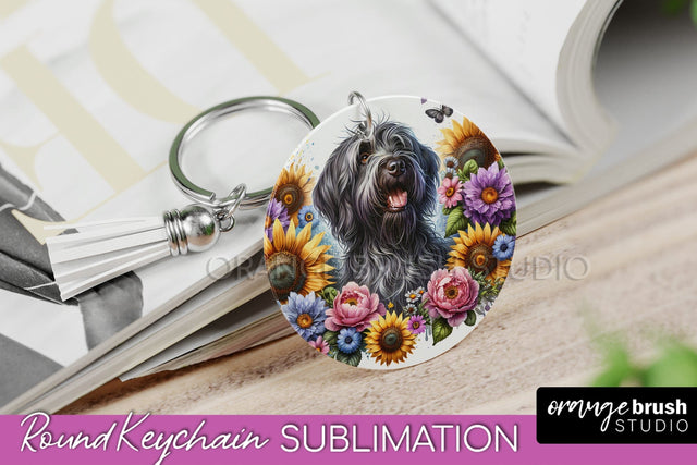Wirehaired Pointing Griffon Keychain - Dog mom Floral Keychain Sublimation Design Sublimation OrangeBrushStudio 