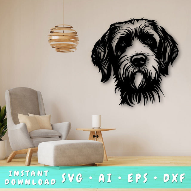 Wirehaired Pointing Griffon Laser SVG Cut File, Wirehaired Pointing Griffon Glowforge File, Wirehaired Pointing Griffon DXF, Wirehaired Pointing Griffon Wall Art SVG SVG HappyDesignStudio 