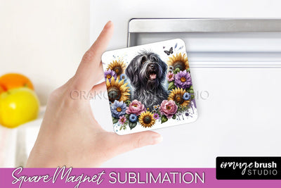 Wirehaired Pointing Griffon Magnet Sublimation - Dog Mom Floral Magnet PNG Design Sublimation OrangeBrushStudio 