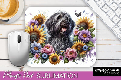 Wirehaired Pointing Griffon Mouse Pad Design - Dog Mom Floral Mousepad Sublimation Sublimation OrangeBrushStudio 