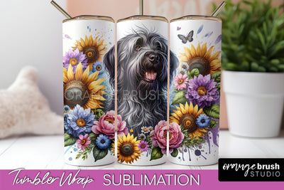 Wirehaired Pointing Griffon Tumbler Wrap - Dog Mom Floral Tumbler Sublimation Sublimation OrangeBrushStudio 