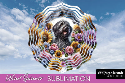 Wirehaired Pointing Griffon Wind Spinner, Dog Mom Floral Wind Spinner Sublimation Sublimation OrangeBrushStudio 