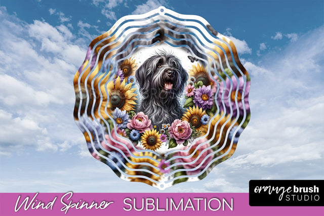 Wirehaired Pointing Griffon Wind Spinner, Dog Mom Floral Wind Spinner Sublimation Sublimation OrangeBrushStudio 
