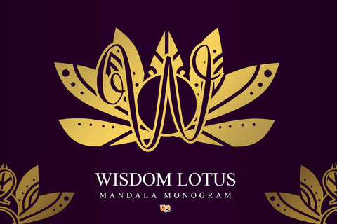 Wisdom Lotus Mandala Monogram Font Dm Letter Studio 