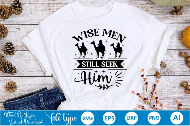 Wise Men Still Seek Him SVG Design, Nativity Christmas SVG Design, Arabesque SVG Design SVGs,Quotes and Sayings,Food & Drink,On Sale, Print & Cut SVG DesignPlante 503 