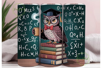 Wise Owl Graduation 20oz Tumbler Wrap Sublimation PixelChick 