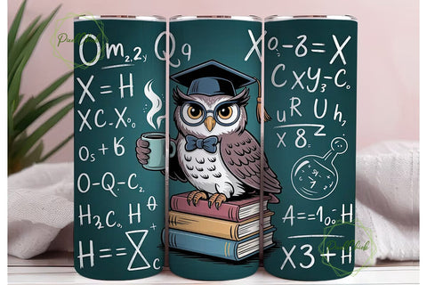 Wise Owl Graduation 20oz Tumbler Wrap Sublimation PixelChick 