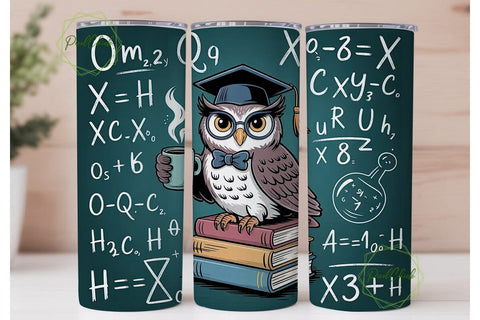 Wise Owl Graduation 20oz Tumbler Wrap Sublimation PixelChick 