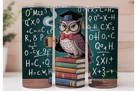 Wise Owl Graduation 20oz Tumbler Wrap Sublimation PixelChick 
