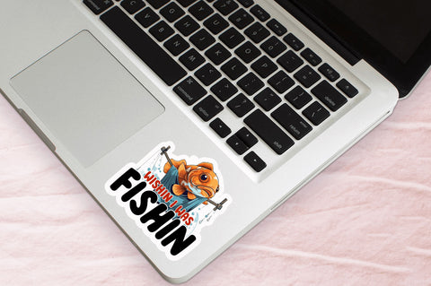 Wishin i was fishin Sticker Design Sublimation Regulrcrative 