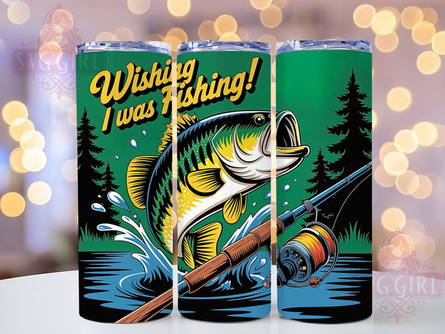 Wishing I Was Fishing 20oz Tumbler, Fisherman Quotes, Sublimation Wrap, 20oz Tumbler Design, Outdoor Fishing Gift, PNG Tumbler Wrap, Wishing I Was Fishing Sublimation SvggirlplusArt 