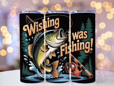 Wishing I Was Fishing 20oz Tumbler, Fisherman Quotes, Sublimation Wrap, 20oz Tumbler Design, Outdoor Fishing Gift, PNG Tumbler Wrap, Wishing I Was Fishing Sublimation SvggirlplusArt 