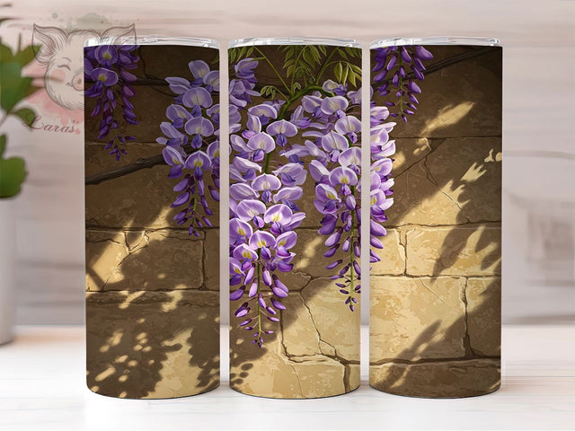 Wisteria Floral Tumbler Wrap, Purple Floral Mug, Elegant Flower Cup, Hanging Vine Design, Botanical Aesthetic Gift, Spring Garden Wrap, Sublimation Tumbler Wrap Sublimation Lara' s Designs 