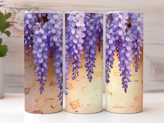 Wisteria Floral Tumbler Wrap, Purple Floral Mug, Elegant Flower Cup, Hanging Vine Design, Botanical Aesthetic Gift, Spring Garden Wrap, Sublimation Tumbler Wrap Sublimation Lara' s Designs 