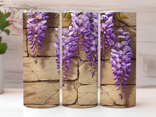 Wisteria Floral Tumbler Wrap, Purple Floral Mug, Elegant Flower Cup, Hanging Vine Design, Botanical Aesthetic Gift, Spring Garden Wrap, Sublimation Tumbler Wrap Sublimation Lara' s Designs 
