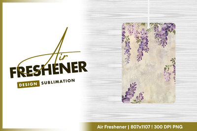 Wisteria flowers on vintage textured background air freshener png Sublimation Regulrcrative 