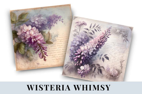 Wisteria Paper Backgrounds | Floral Digital Scrapbook Papers Digital Pattern BijouBay 