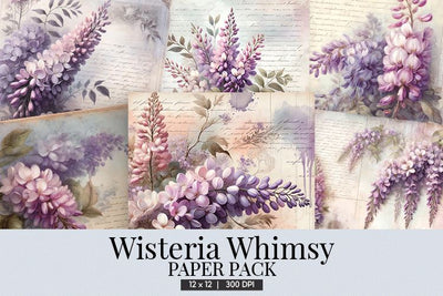 Wisteria Paper Backgrounds | Floral Digital Scrapbook Papers Digital Pattern BijouBay 