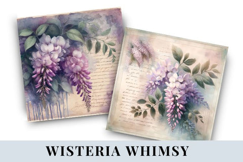 Wisteria Paper Backgrounds | Floral Digital Scrapbook Papers Digital Pattern BijouBay 