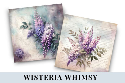 Wisteria Paper Backgrounds | Floral Digital Scrapbook Papers Digital Pattern BijouBay 