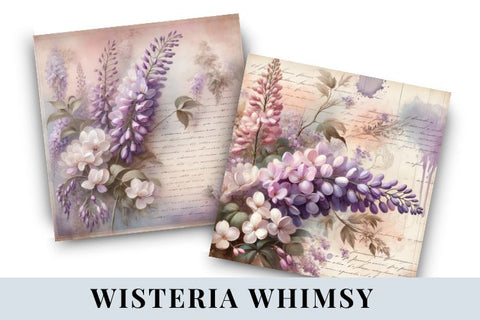 Wisteria Paper Backgrounds | Floral Digital Scrapbook Papers Digital Pattern BijouBay 