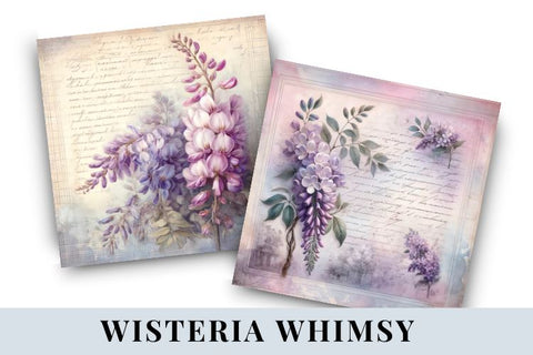 Wisteria Paper Backgrounds | Floral Digital Scrapbook Papers Digital Pattern BijouBay 