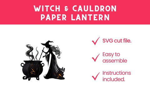 Witch and Cauldron Paper Lantern 3D SVG 3D Paper Dots-A-Lot 