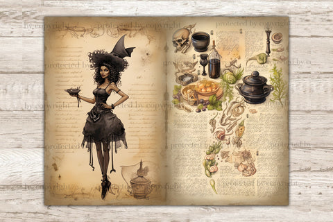 Witch Art Journal | Recipe Book Junk Journal Paper SVG GlamArtZhanna 