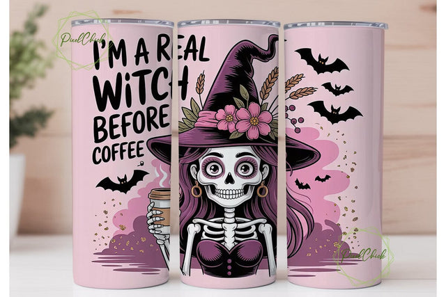 Witch Before Coffee 20oz Tumbler Wrap Sublimation PixelChick 