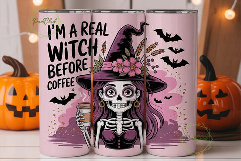 Witch Before Coffee 20oz Tumbler Wrap Sublimation PixelChick 