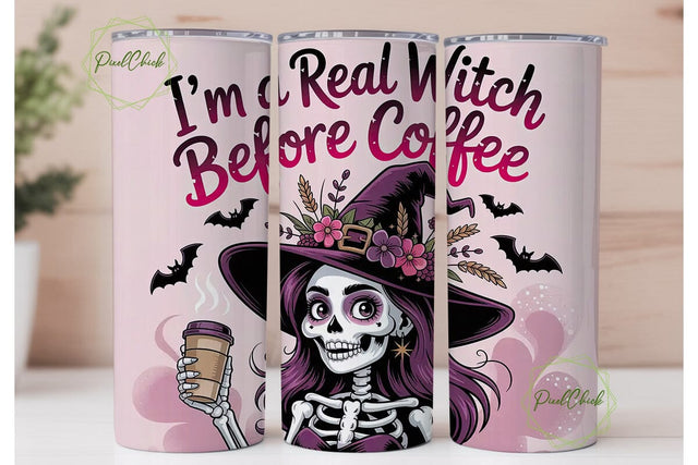 Witch Before Coffee 20oz Tumbler Wrap Sublimation PixelChick 