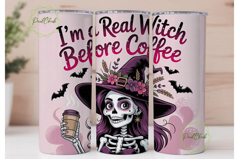 Witch Before Coffee 20oz Tumbler Wrap Sublimation PixelChick 
