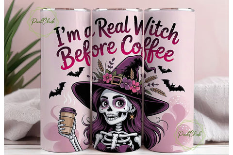 Witch Before Coffee 20oz Tumbler Wrap Sublimation PixelChick 