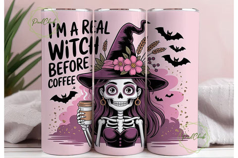 Witch Before Coffee 20oz Tumbler Wrap Sublimation PixelChick 