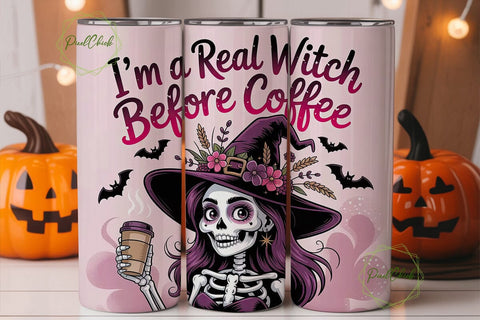 Witch Before Coffee 20oz Tumbler Wrap Sublimation PixelChick 