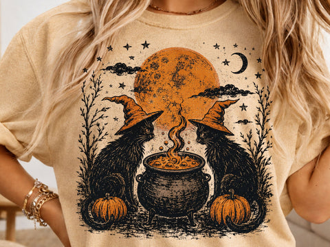 Witch Cats Cauldron Halloween PNG SVG DesignDestine 