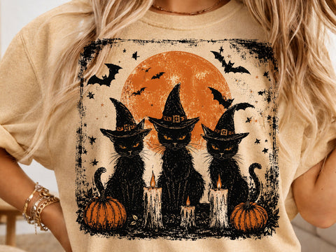 Witch Cats Halloween Night PNG SVG DesignDestine 