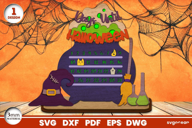 Witch Cauldron Countdown Laser Cut SVG SvgOcean 