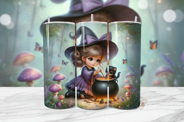 Witch Cauldron Girl Tumbler Wrap PNG Sublimation BijouBay 
