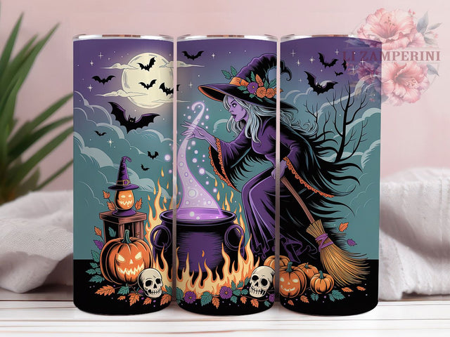 Witch Cauldron Spooky Pumpkin Bat Tumbler, Spooky Pumpkin Wrap, Halloween Bats Cup, 20Oz Sublimation Design, Magic Brew Drinkware, Haunted Fall Mug, Gothic Halloween Tumbler Sublimation Li Zamperini 