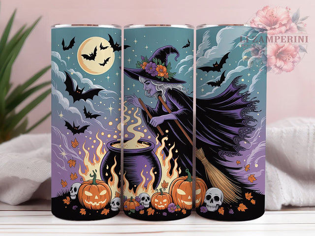 Witch Cauldron Spooky Pumpkin Bat Tumbler, Spooky Pumpkin Wrap, Halloween Bats Cup, 20Oz Sublimation Design, Magic Brew Drinkware, Haunted Fall Mug, Gothic Halloween Tumbler Sublimation Li Zamperini 