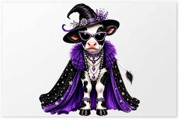 Witch Cow PNG | Cute Halloween Cow Sublimation PNG SVG BillahCrafts 