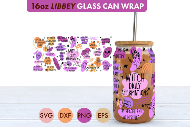 Witch Daily Affirmations SVG PNG 16 oz Libbey SVG Freeling Design House 